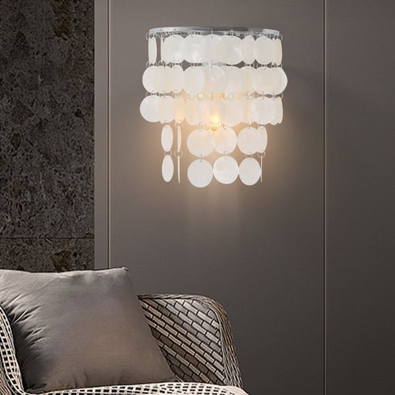 Wall Mounted Light Silver Sea Shell Shape Modern Pendent Lamp Sconce Fixture 110V 60W 9.45*11.02in Used in Living Rooms, Bedrooms, Kitchens