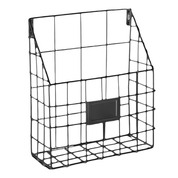 Wall Mounted Magazine Holder,No Drilling Wall File Organizer,Metal Hanging Document Rack with Mesh Design,Black Storage Rack for Office and Home