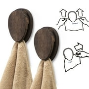 Wall Mounted Magic Marble Wood Hand Towel Holder - Set of 2 Kitchen Hand Towel Holder Adhesive - Kitchen Hand Towel Holder Hooks Hangers Rack for Kitchen,Bathroom,Home Decor Quick Drying, Nut Brown