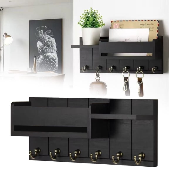 Wall Mounted Mail And Key Holder With Shelf Key HolderforWall Key Holder Wall Mount 6 Hooks And Storage Drawer Easy Installation Key RackforEntryway And Home Decor