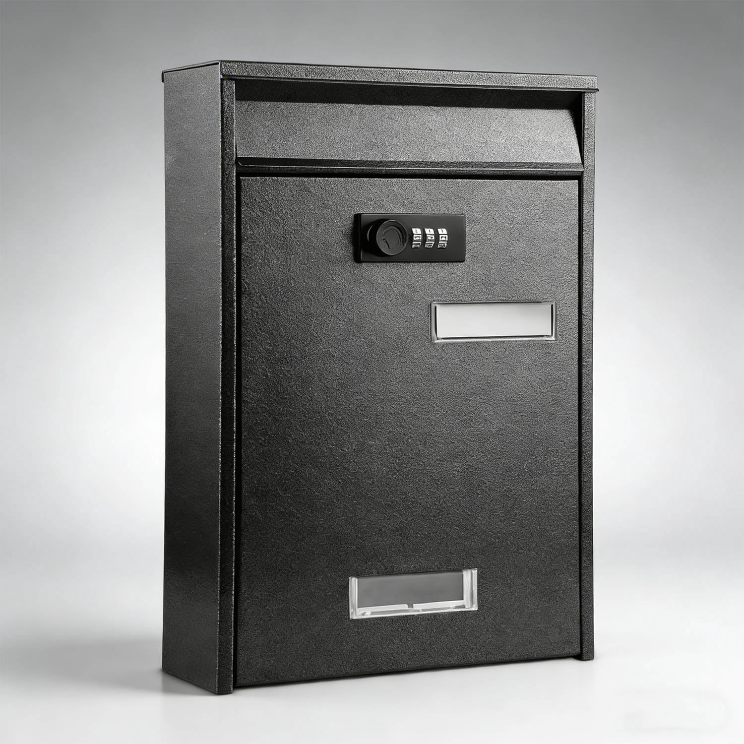 Wall-Mounted Mailbox with Combination Lock, Suggestion Box, Square & Upright Capacity, Waterproof Postbox, High Rust Resistance Letterbox, Metal Code Lock, Black