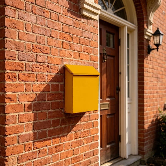 Wall Mounted Mailbox, Locking Mailbox Heavy Duty Metal Postbox with Lock for Outside House Gate Decor, Weatherproof Wall Hanging Mail Drop Box Newspaper Holder,Yellow