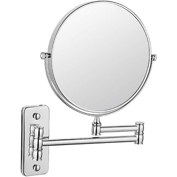 Wall Mounted Makeup Mirror 6 Inches for Bathroom with 3x/5x Magnification, Two-Sided Extendable, 360 Degree Swivel