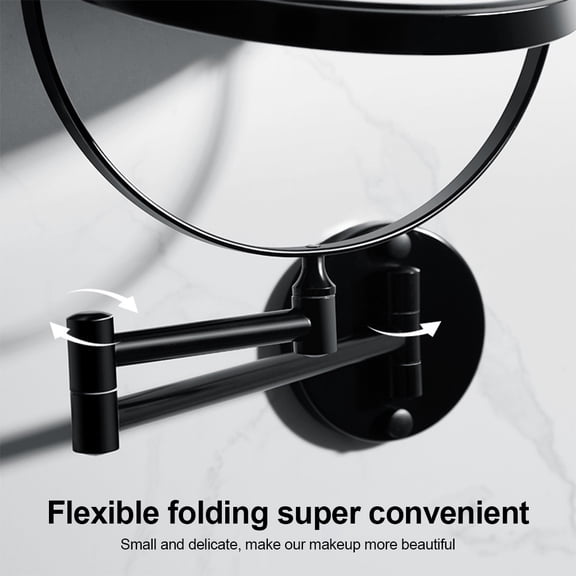 Wall Mounted Makeup Mirror 8 Inches / 20.3 cm Double Sided 3X Magnification 360 Degree Swivel Extendable Foldable Arm Bathroom Vanity Mirror Black