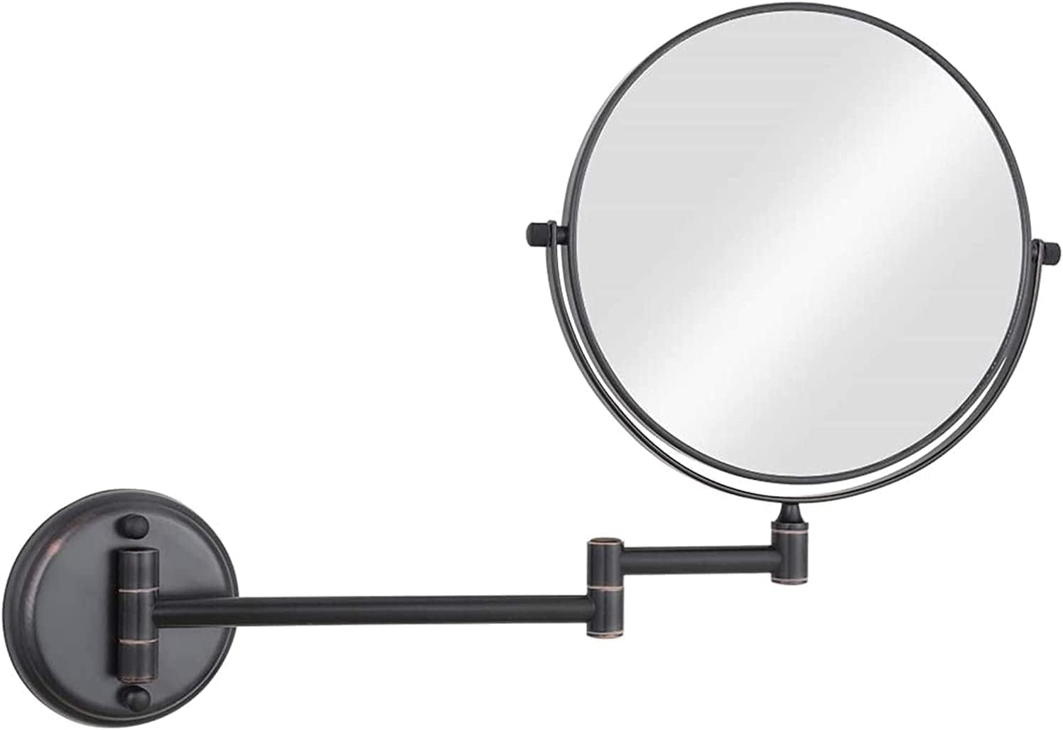 Rotatable Mirror Image Wall Mounted Makeup Mirror, 8 inch Black 360° Rotatable Magnifying ...