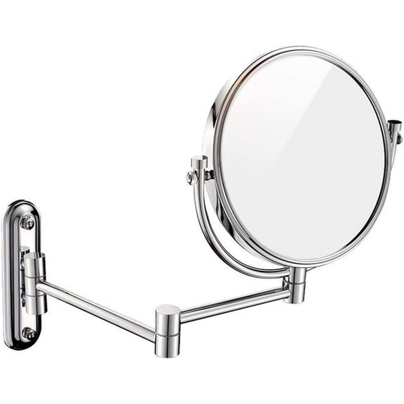 Wall-Mounted Makeup Mirror 8-inch Cosmetic Mirror Metal Folding Telescopic Mirror 3X Magnification Bathroom Mirror