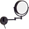 thumbnail image 1 of Wall-Mounted Makeup Mirror,8 inch Magnifying Double Sided Led Lighted Mirror,Bathroom Extendable 360° Swivel Shaving Cosmetic Vanity Mirror with Plug Switch,Brass,7X /Gold/1, 1 of 26