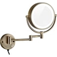 thumbnail image 1 of Wall-Mounted Makeup Mirror,8 inch Magnifying Double Sided Led Lighted Mirror,Bathroom Extendable 360° Swivel Shaving Cosmetic Vanity Mirror with Plug Switch,Brass,5X /Black/, 1 of 7