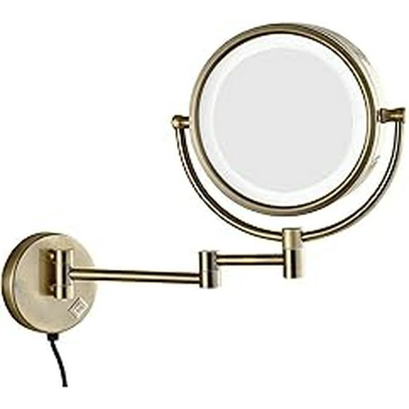 Wall-Mounted Makeup Mirror Adjustable Arm Tilt Easy Positioning LED8 Inch Makeup Mirror Wall Mounted Telescopic Folding