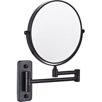 Wall Mounted Makeup Mirror, Black Double Sided Magnifying Mirror, Swivel Folding Extendable Bathroom Vanity Mirrors,6 inch,7X