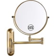thumbnail image 1 of Wall Mounted Makeup Mirror, Double Sided 360 Swivel Vanity Mirror with 1X/10X Magnification, Extendable Shaving Mirrors for Bathroom,Bronze, 1 of 7