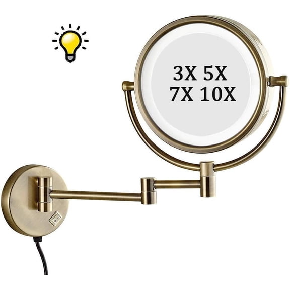 Wall Mounted Makeup Mirror Extending Folding Double Side Cosmetic Bathroom Shaving Mirror 360° Swivel & Extendable