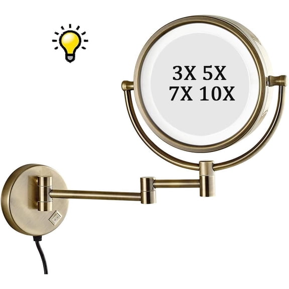 Wall Mounted Makeup Mirror Extending Folding Double Side Cosmetic Bathroom Shaving Mirror 360° Swivel & Extendable