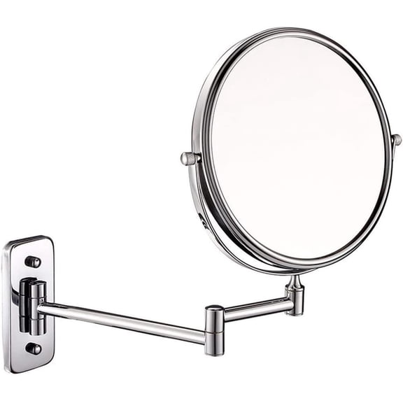 Wall-Mounted Makeup Mirror Folding Beauty Mirror 6 Inch Bathroom Vanity Mirror 10X Magnifying Double-Sided Wall-Mounted Vanity Mirror
