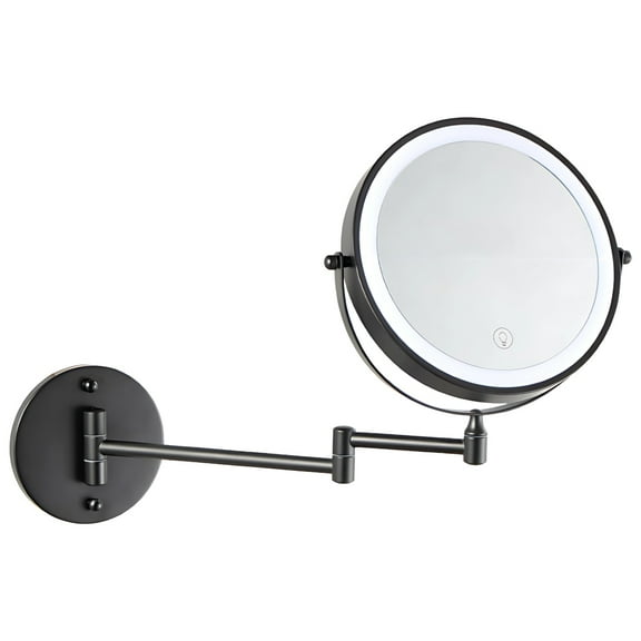 8-Inch Wall Mounted Double-Sided Magnifying Makeup Mirror w/ LED Lights, Touch Control, 360 Rotatable