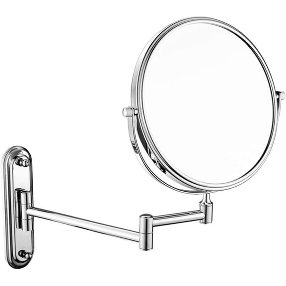 Wall-Mounted Makeup Mirror Premium Modern Wall Mounted Makeup Mirror 6 Inch Retractable Folding 10X Magnifying Metal Mirror