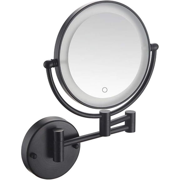 Wall Mounted Makeup Mirror,Two-Sided Swivel Wall Mount Mirror with LDE Lights,Two-Sided Extendable,360 Degree Swivel,Extendable Arm,for Bathroom