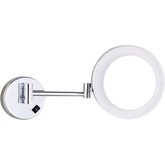 Wall-Mounted Makeup Mirror Wall Mount LED 8 Inches Lighted Makeup Mirror 360Adjustable Arm Chrome Vanity Mirror with