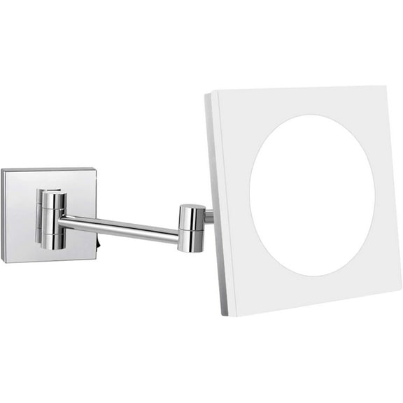 Wall Mounted Makeup Mirror with Magnification, 8 Inch Chrome Finish Acrylic Extendable LED Lighted Shaving Vanity Mirrors, Plug Powered,10x