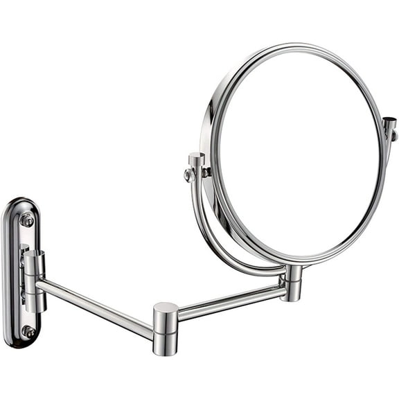 Wall Mounted Makeup Mirrors, 8 Inch Double Sided Vanity Mirrors with Magnifying, Bathroom Extendable 360° Swivel Cosmetic Mirrors,Chrome,3X