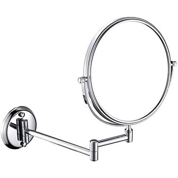 Wall Mounted Makeup Mirrors,8 Inch Double Sided Vanity Mirrors with Magnifying,Bathroom Extendable Swivel Mirrors,Black,5X