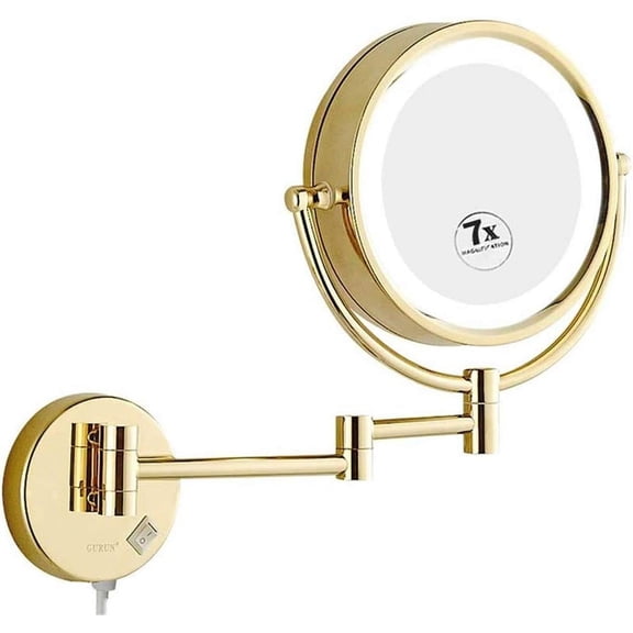 Wall Mounted Makeup Mirrors, Folding Bathroom Vanity Mirrors with Magnification, with Switch Plug
