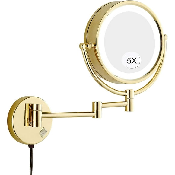 Wall Mounted Makeup Mirrors,Vanity Mirror,Premium 8.5 inch Two-Sided Bathroom Vanity Mirror, Extendable Arm, with 360 Degree Swivel Rotation, for Bathroom