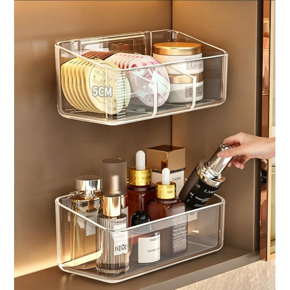 Wall-Mounted Makeup Organizer, 2 Pack Bathroom Medicine Cabinet Shelves, Adhesive No Drilling Hang WallsShower Shelf for Vanity Bathroom