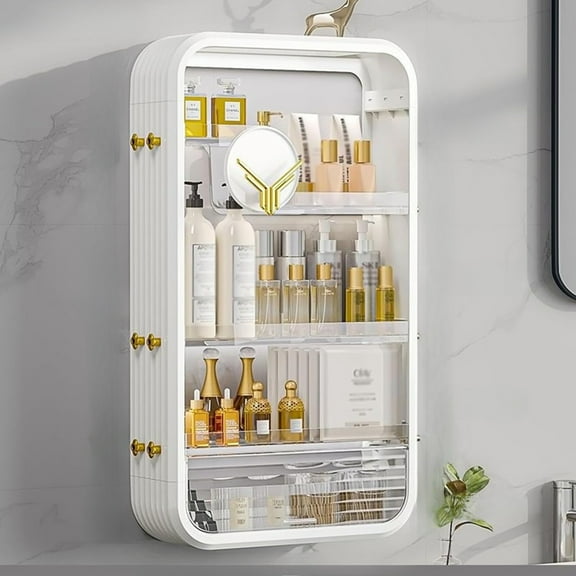 Wall-Mounted Makeup and Skincare Organizers Cosmetic Storage Box for Bathroom, Living Roomand Bedroom, Wall Floating Shelves Organizer Transparent Multi-Function Floating Rack