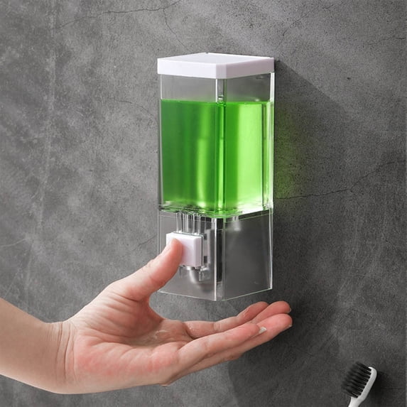 Wall Mounted Manual Soap Dispenser, No-Drip Leakproof Liquid Hand Soap Dispenser with Transparent Bottle, Easy Refill and Installation for Bathroom Kitchen Sink
