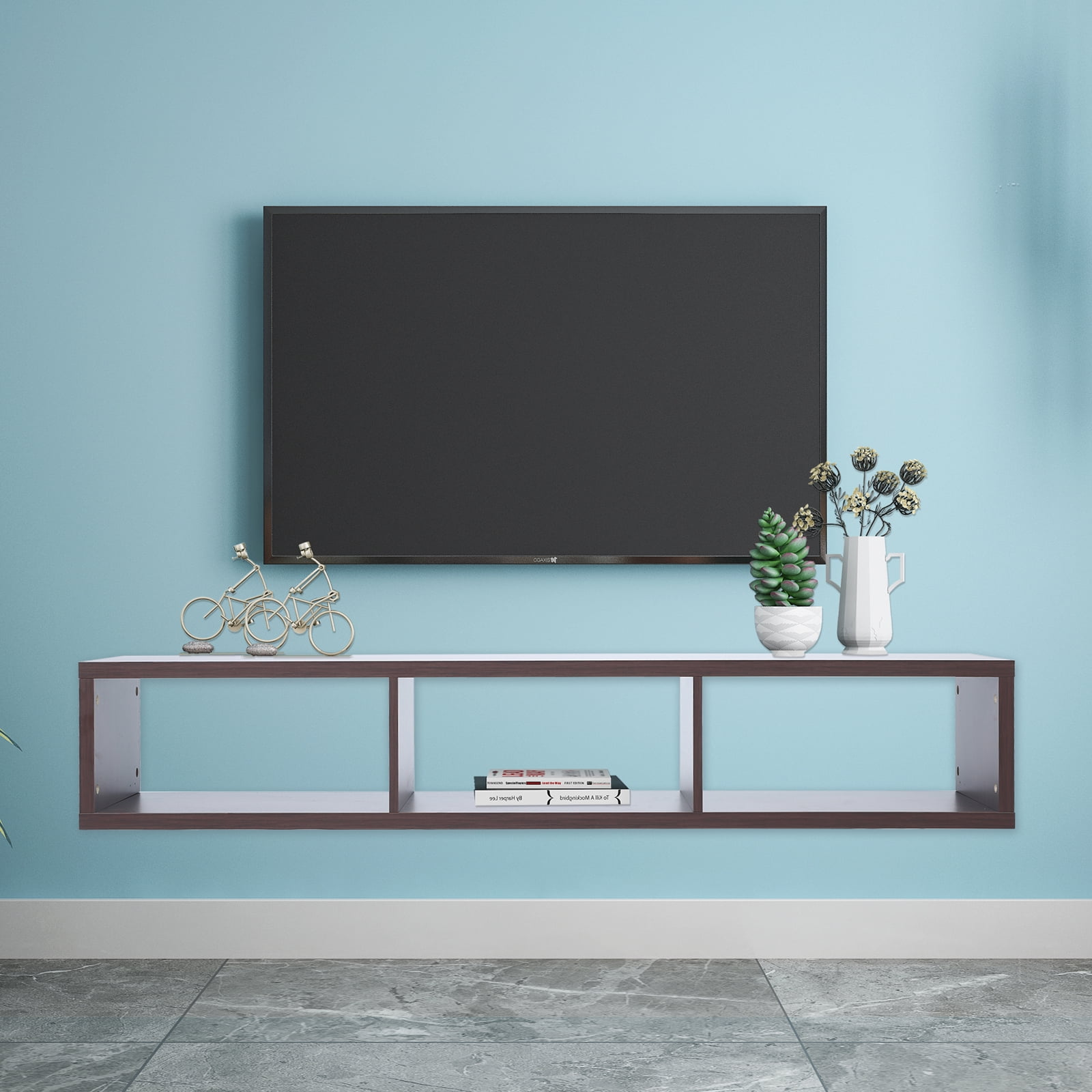 Wall Mounted Media Console Floating TV Stand Component Shelf, 60 inch ...