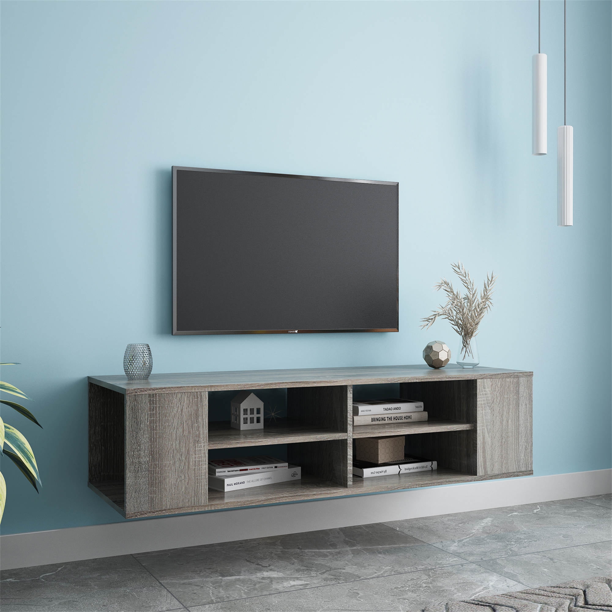 Wall Mounted Media Console Floating TV Stand, Storage Display