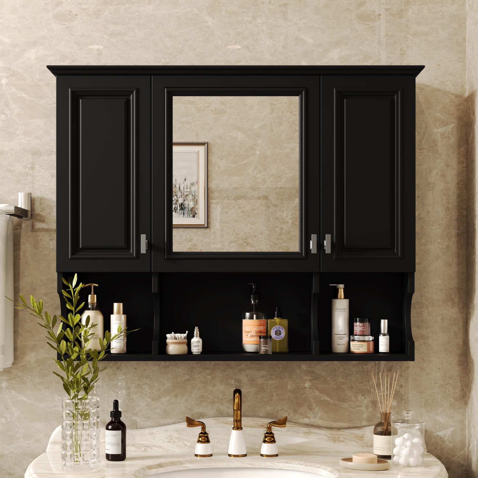 Wall Mounted Medicine Cabinet with Mirror, Oversized Bathroom Storage ...