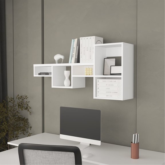Wall - Mounted Melamine Shelf - Multiple Compartments for Books - Small Living Spaces - Durable