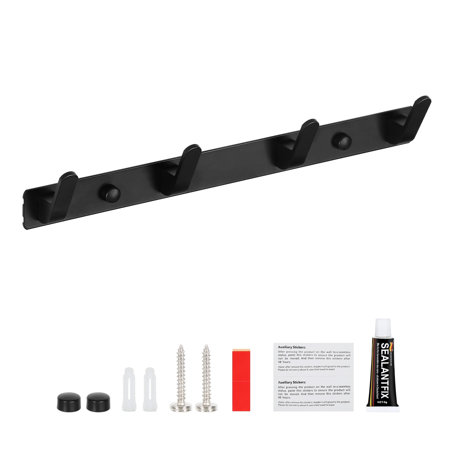 BrandName Wall Mounted Metal Coat and Hat Rack - Proof Hooks - Walmart.com