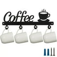 thumbnail image 1 of Wall Mounted Metal Coffee Mug Holder with 6 Hooks, Hanging Cup Display Rack for Kitchen & Coffee Bar Station Decor, 1 of 5