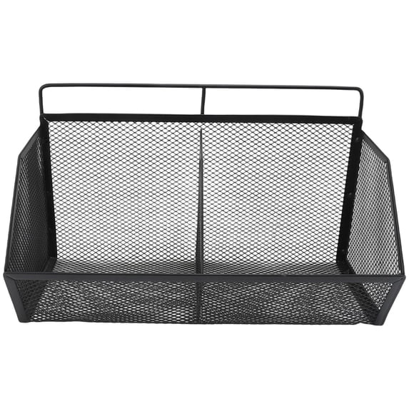 Wall Mounted Metal Hanging Storage Basket, Small Wire Mesh Organizer - Space Saving Container for Kitchen Bedroom and Home Organization (Black)
