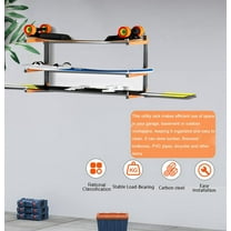 Wall Mounted Metal Lumber Storage Rack with 3 Levels - Heavy Duty Wood Organizer for Garage, Basement, and Outdoor Workspaces (2 Pack)