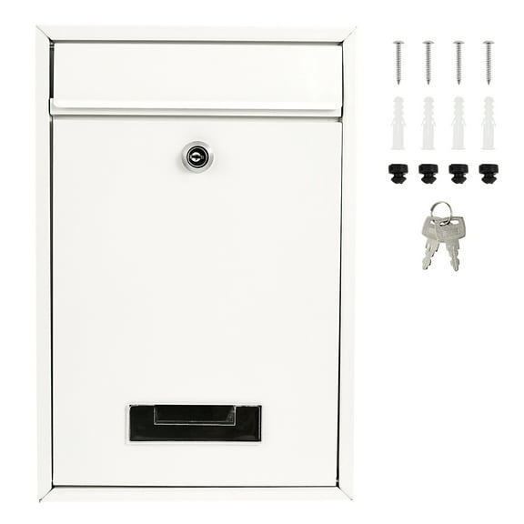 Wall Mounted Metal Mailbox with 2 Keys Weather Resistant Lockable Security Postbox Delivery Letter Box for School Office Outdoor