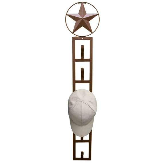 Wall Mounted Metal Star Hat Rack With 3 Hooks Standard Bronze Finish