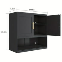 Wall Mounted Metal Storage Cabinet - 2-Door Hollow Design w/Adjustable Shelves & Gold Handles for Bathroom, Kitchen, Living Room & Office