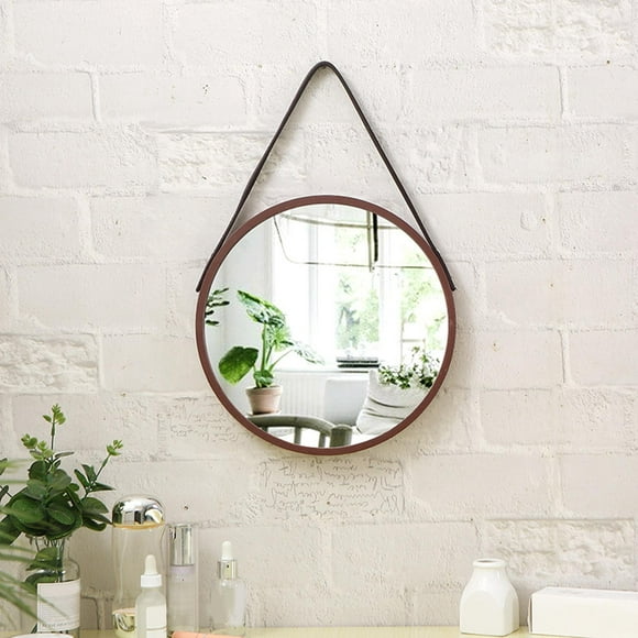 Wall Mounted Mirror Decorative Farmhouse Circle Rustic Mirror with Hanging Rope for Bathroom Bedroom Living Room Entryway
