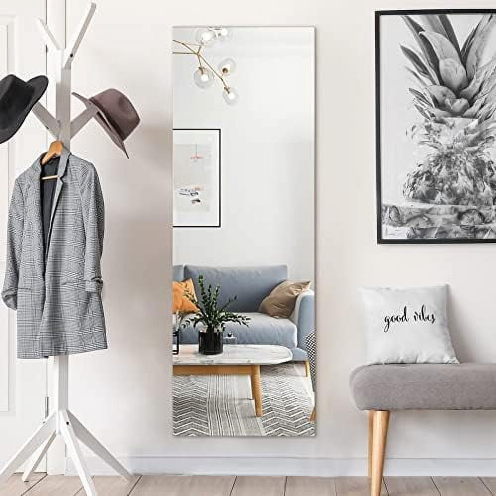 Wall Mounted Mirror Full Length, Frameless Dressing Mirror, 5Layered Structure, Modern Wall