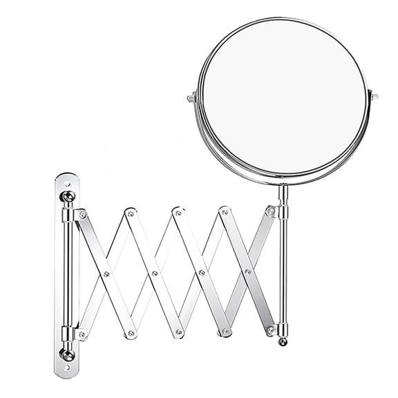 Wall Mounted Mirror Glass Foldable Double Sided Extendable Arm Magnification Sturdy Durable Easy Install for Bathroom Hotel Dressing Makeup Shaving