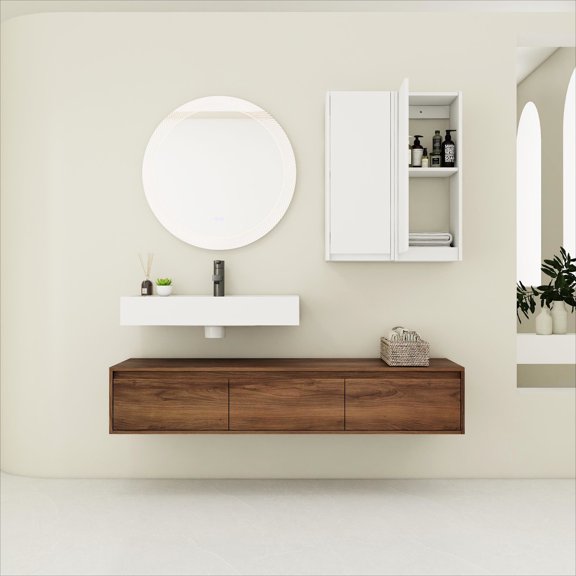 Wall-Mounted Modern Bathroom Piece - Soft Hue and Natural Texture - Bathroom - Blend into Home Decor