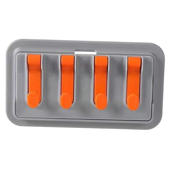Wall Mounted Mop & Broom Holder Organizer | 5 Clip Multipurpose Cleaning Tool Rack for Kitchen, Bathroom & Home Storage (Grey & Yellow)