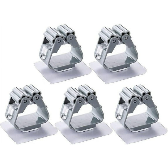 Wall Mounted Mop Clip 5pcs Punch-free Broom Storage Rack Bathroom Suction Cleaning Brush Hanging Hooks