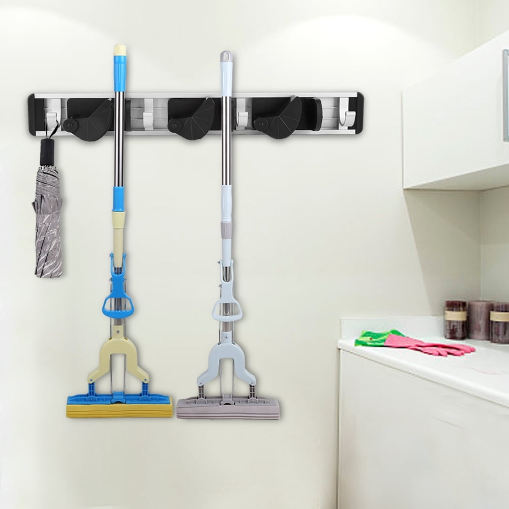 Wall Mounted Mop Rack, Household Mop and Broom Holder Storage Organizer ...
