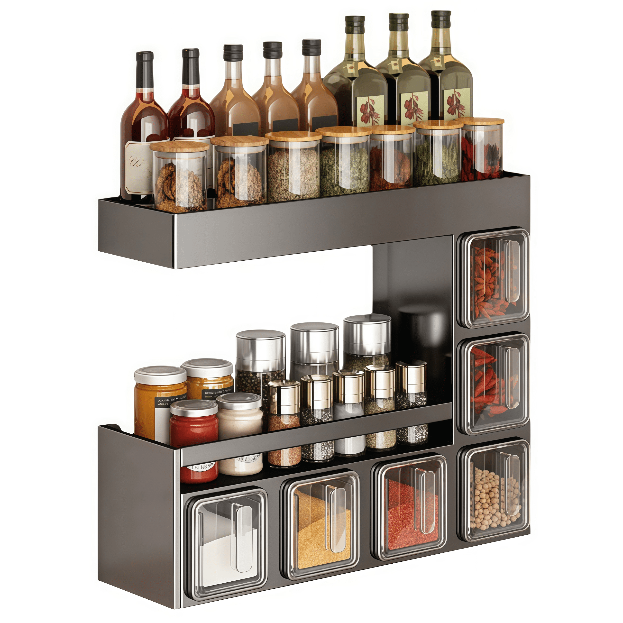 Wall-Mounted Multi-Function Kitchen Spice Rack Set With No Drilling ...