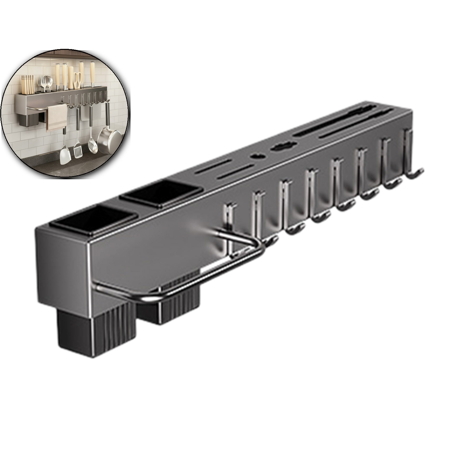 Wall Mounted Multifunctional Knife Rack with Chopstick Holder and ...